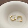 Brincos Quadrados Geométricos para Mulheres, Brincos de Luxo Leve Nicho, Estilo Cool Minimalista Coreano, Banhado a Cobre com Ouro Real, Estilo Ins