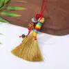 Escoba dorada y pluma dorada colgante de nominación de alto rango para bolso de teléfono móvil DIY llavero accesorio creativo colgante al por mayor