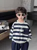 Sudadera Rayada para Niño 1722 Estilo Nuevo Primavera y Otoño Ropa de Primavera para Niños Estilo Coreano Suéter Guapo de Manga Larga para Niños