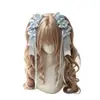 Acessório de cabelo rosa Lolita original feito à mão com fitas e presilhas de dupla rabo de cavalo Headpiece Lolita