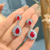 Pendientes de hemoglobina de paloma vintage de lujo, ligeros, largos de corindón rojo, pendientes de gota de agua con diamantes rojos, pendientes de diamantes de alto carbono para mujer.