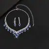 Moda Transfronteriza Conjunto de Collar, Pendientes y Pulsera para Novia Boda Marquise Brillante Moda Joyería de Boda Tres Piezas