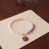 Pulsera de perlas de agua dulce barrocas con diseño de paz y amor, pulsera de cristal natural, elegante y a la moda para mujer.