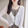 Protetor Solar Malha Cardigan Mulheres Saia Deslizante Exterior Ar Condicionado Blusa Summer Shawl Ice Silk Cintura Pequena Jaqueta Fada