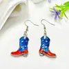 Día de la Independencia de Estados Unidos Usa Alas Pendientes de Aleación de Zinc Pendientes de Bandera Rayada Roja, Blanca y Azul Colgante en Forma de Corazón