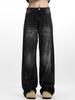 Pantalones de calle de marca de moda americana, estilo retro, desgastados, negros, holgados, de pierna ancha y rectos, para hombre.