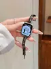 Pulsera Doble para Gato y Perro con Correa de Metal y Diamante Adecuada para S10 Apple Watch iWatch Correa de Muñeca