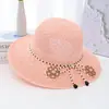 Sombrero de Verano con Ala Ancha para Mujer, Protección Solar, Sombrero de Paja con Lazo, Elegante Sombrero de Paja Transpirable con Ala Ancha para Vacaciones en la Playa