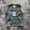 Chaleco de mezclilla vintage estilo americano lavado y desgastado con capas, chaleco casual de cuello en V estilo Hong Kong, chaleco fresco y elegante al por mayor