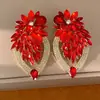 Aretes de aguja de plata con diamantes, diseño de flor ovalada de gota de agua, estilo europeo y americano, aretes únicos y exagerados, sensación de lujo ligero y alta gama, aretes para mujer