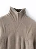 Suéter de punto de cuello alto 100% lana pura con diseño calado para mujer, tejido jacquard de hojas, retro, exquisito, efecto adelgazante, camiseta interior