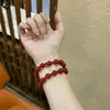 Déjame deslumbrarte con el Brazalete de Doble Círculo de Ágata Roja Estilo Ruth Xu Yan, Noble y de Alta Gama, Brazalete Blanqueador, Exquisito y de Alta Gama