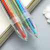 Bolígrafo transparente de 6 colores bolígrafo de color push de seis colores pluma de aceite de pintura multicolor de dibujos animados creativos papelería para estudiantes regalo