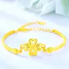 Pulsera de Flor Creativa de Moda Chapada 3D Oro Duro Pulsera de Hierba de Cuatro Hojas Regalo del Día de San Valentín Pulsera de Hierba de la Suerte Amor