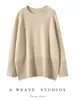 Suéter holgado de punto de cachemir de moda, versátil, color liso, cuello redondo, estilo perezoso, talla grande para mujer, nuevo estilo Otoño e Invierno 2026