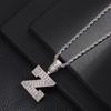 Collar de Letra Cuadrada con Zirconia Completa Estilo Nuevo Europeo y Americano Colgante de 26 Letras Inglesas Joyería Trendy Hip-Hop al Por Mayor para Hombres y Mujeres