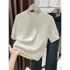 2026 marca auténtico primavera/verano cuello redondo manga corta corte holgado estilo nuevo capa base manga corta tejido camiseta fina suéter para mujer