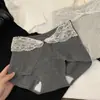 Calzoncillos tipo bóxer suaves y sexys, amigables con la piel, de cintura media para mujer, estilo japonés, para Otoño e Invierno, con encaje, algodón puro en la entrepierna, ropa interior de algodón para mujer
