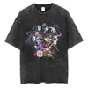 Camiseta Gráfica de Anime Harajuku para Hombre Estilo Callejero Retro Algodón Lavado Ácido Camiseta Oversize Manga Corta Holgada Top Camiseta Estilo Europeo y Americano