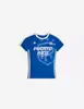 Camiseta corta de verano INS retro personalizada simple con estampado de rayas de letras, corte ajustado para mujer, venta al por mayor