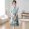 Vestido de Verano 2025 para Madres de Mediana Edad, Nuevo Estilo de Vestido de Estilo Chino, Vestido Cheongsam de Verano para Mujeres de Mediana Edad y Ancianas, Nuevo Estilo