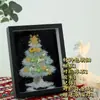 Nuevo Marco de Fotos de Árbol de Navidad de Cristal de Grava Navideña, Adorno de Escritorio Creativo Hecho a Mano DIY Regalo de Navidad