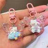 Llavero KT con diseño de mariposa rosa brillante, bonito colgante de dibujos animados para chica, accesorio para pareja y novia, regalo.