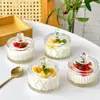 Pote de Doces de Vidro de Alta Transparência Estilo Europeu com Tampa, Mini Garrafa de Leite, Xícara de Açúcar, Copo de Sobremesa Doméstico, Recipiente para Chá de Joias da Fábrica de Origem