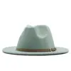 Sombrero de Sol para Exteriores Clásico Fieltro Fedora Ala Ancha Moda Sombrero Jazz con Hebilla de Cinturón