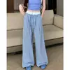 Pantalones de otoño finos de cuadros de cintura alta para mujer, pantalones rectos holgados de corte ajustado, pantalones de pierna ancha adelgazantes, pantalones casuales para mujeres petite