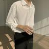 Abstinência estilo coreano INS elegante retro draping-free escuro verde branco camisa masculina de manga comprida estilo coreano solto moda