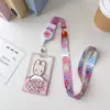 Portatarjetas Transparente Cuerda Larga Retráctil Serie C Conejo Jazmín Lindo y Compacto Estilo Ins Cubierta Protectora para Tarjeta de Campus Tarjeta de Comida
