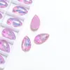 Gota D'água K9 Fluorescente Neon Strass Costurado à Mão, Strass de Vidro com Fundo Plano para Roupas DIY, Acessórios para Vestidos de Noiva e Atacado