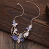 Collar de mariposa de pintura al óleo de nuevo color transfronterizo, mariposa geométrica hueca voladora para mujer, collar de alta calidad que combina con todo