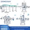 ZONESUN Mecanismo de Rotulagem Dupla Face com Tampa de Rosca para Enchimento de Líquido com Levantamento de 4 Cabeças Transportador de Garrafas Linha de Embalagem de Líquidos