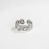 Anillo Retro de Plata de Ley S925 con Figura de Dibujos Animados Graffiti Todo Fósforo Tendencia Apertura Ajustable