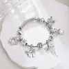 2026 Panjia Nuevo Producto Diseño Transfronterizo Más Vendido Exquisito Lentejuela Lazo Flor Pequeña Colgante Pulsera de Cuentas DIY