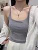 Camisola con tirantes para mujer, nueva, con almohadillas para el pecho, copa fija que no se corre, hermosa espalda, prenda exterior, top interior fino de verano