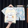 Pijama Infantil para Meninas do Sudeste Asiático Verão Meninas Manga Curta Fino Roupa de Ar Condicionado para Meninas Estilo Ocidental Roupa de Casa para conjunto