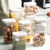 Frasco sellado para granos y cereales, caja de almacenamiento de cocina, frasco de plástico transparente, almacenamiento a prueba de humedad para snacks y productos secos, caja de almacenamiento de té