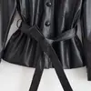 AliExpress Transfronteiriço Primavera 2026 Nova Jaqueta Feminina de Cor Sólida Elegante Moda PU Cintura Marcada 3736240