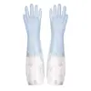 Guantes cómodos para lavar platos en el hogar, Longitud extendida, Cocina para mujer, Forrados con vellón, Látex de goma engrosado, Goma plástica impermeable, Duraderos