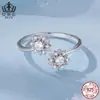 Anillo Abierto de Copo de Nieve Navideño Original Aifuluo Anillo Ajustable Anillo de Plata de Ley S925 Joyería para Mujer al por Mayor