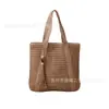 Nova Bolsa de Tecido Trançado Grande Capacidade com Franjas Estilo Chinês, Bolsa de Palha de Ombro Único, Bolsa de Praia para Férias na Costa