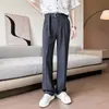 Pantalones de Hielo de Seda Finos de Verano para Hombre 2026 Nuevo Estilo de Pierna Ancha Largos Hasta el Suelo Marca de Tendencia Pantalones de Traje Caídos de Gama Alta