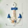Ancla Decorativa Estilo Mediterráneo Ancla de Barco Marino Decoraciones para el Hogar Ancla Estrella de Mar Azul Blanca Pequeña de 33 cm