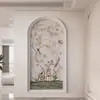 Estilo Francés Chino Lujo Ligero Sala de Estar Entrada Arco Vertical Pasillo Americano Pasillo Tira Larga Mural de Papel Tapiz Floral y de Pájaros 3D