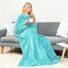 Manta polar ártica transfronteriza con mangas y bolsillos, manta envolvente ponible, adecuada tanto para hombres como para mujeres, una manta de regalo versátil
