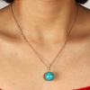 Collar de turquesa azul con colgante redondo, collar de piedra natural, venta caliente transfronteriza europea y americana