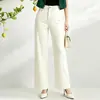 Venta Directa de Fábrica Jeans de Mezclilla Elásticos en Cuatro Direcciones de Verano para Mujer con Bolsillos Bordados, Pantalones Largos Casuales Estrechos de Pierna Recta que Adelgazan y Realzan la Altura